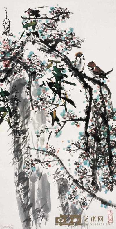 林墉 乙亥(1995)年作 花鸟 镜心 131×68cm